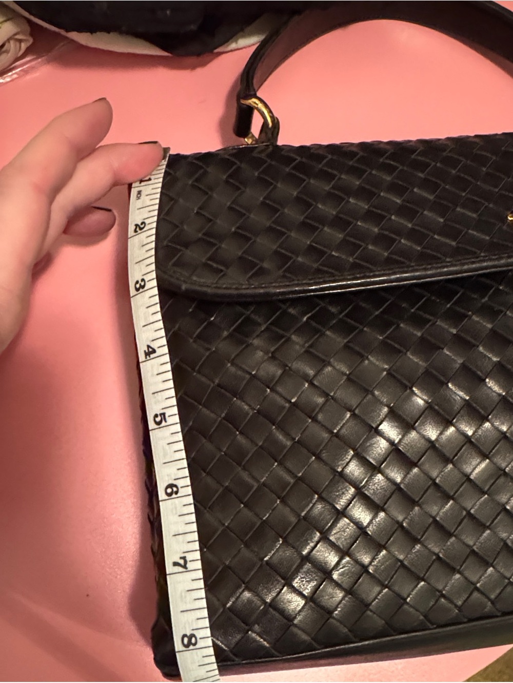 Bally Trimmed Woven Leather Top-Handle black bag. - Picture 10 of 10